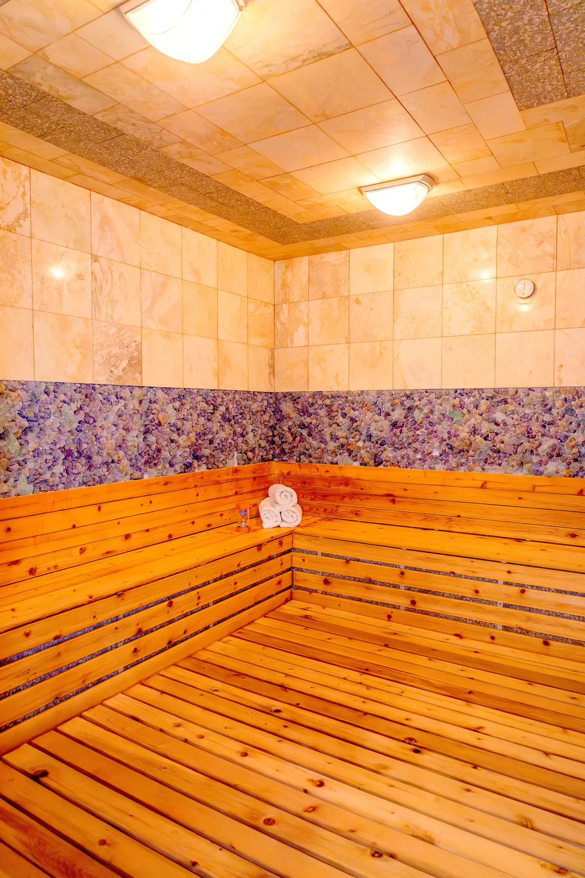 Therapy rooms with Himalayan salt, Maek Ban Seok stone, and red light
